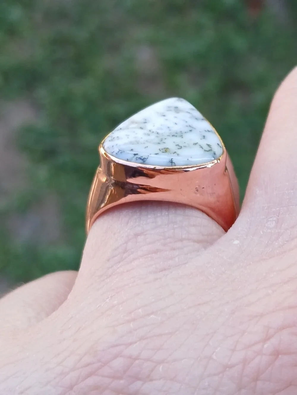 New Men's Dendritic Opal Copper Ring.
